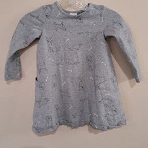 Hanna Andersson Dog Dress with pockets Girls size 4  Grey and white